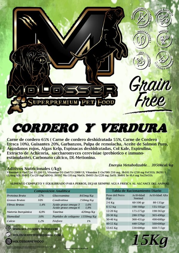 MOLOSSER CORDERO Y VERDURA (GRAIN FREE) - Imagen 2
