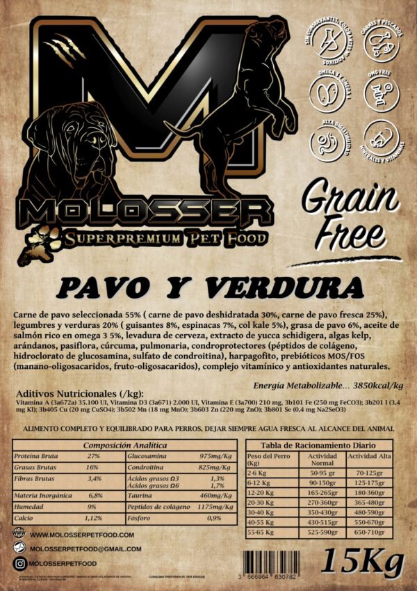 MOLOSSER PAVO Y VERDURA (GRAIN FREE) - Imagen 2